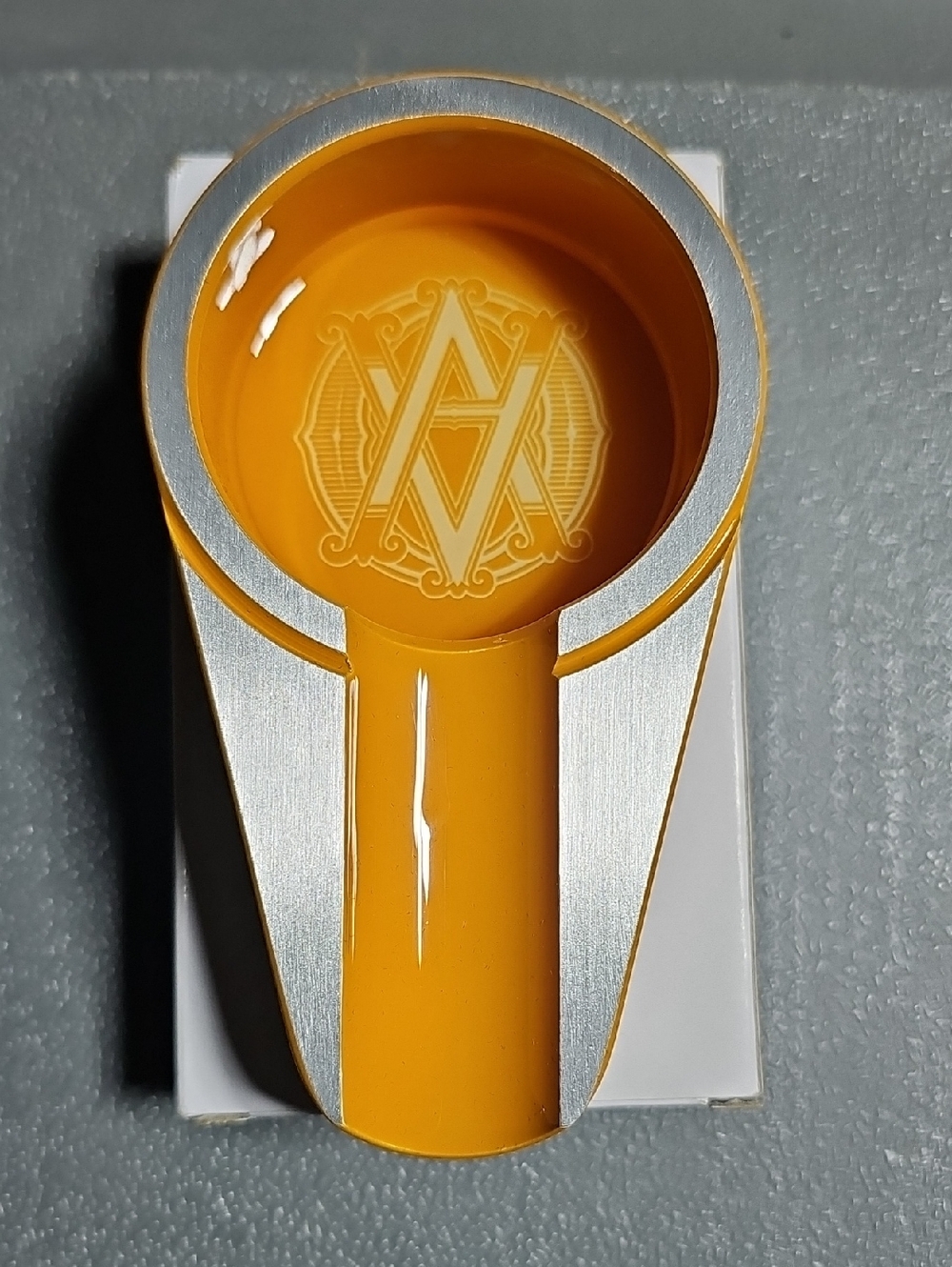 Yellow Men’s Ceramic Cigar Ashtray with Monogram Accent, Portable.